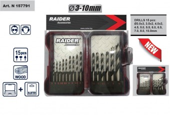 Set burghie pentru lemn 15Pcs, Raider 