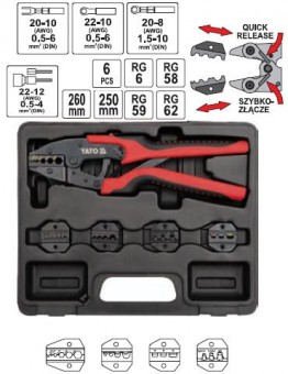 Cleste de sertizat conectori cu 6 capete, YATO YT-2245