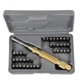 Set poansoane Bass BS-1592, litere si cifre, 37 buc, dimensiune 4 mm