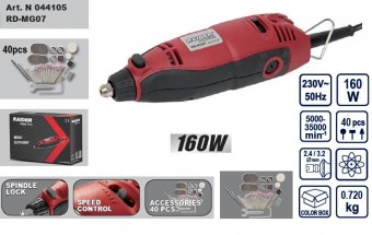 Set slefuire si gravare 40 accesorii, 160W, Raider RD-MG07