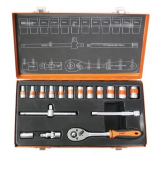 Set tubulare 18pcs 1/4 4-13mm CR-V Gadget