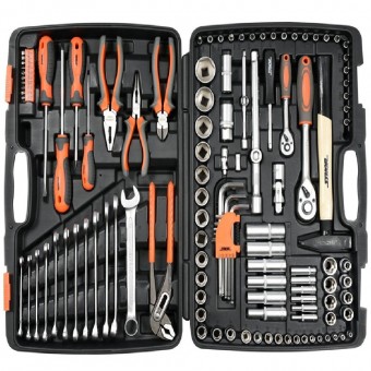 Sthor 58690 Trusa tubulare 1/2-1/4,unelte si chei combinate Cr-V, 122 piese
