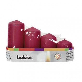 Strend Pro SK-2171525 Set 4 lumanari Bolsius Rosu, 60/80/100/120 mm, diametru 48mm