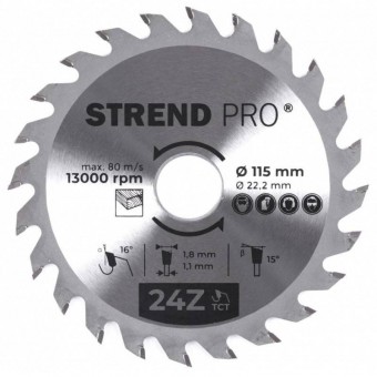 Strend Pro sk-2232014 Disc pentru fierastrau circular, Strend Pro TCT 115x1.8x22.2 mm 24T, pentru lemn, lame SK
