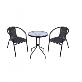 Strend Pro SK-802339 Set mobilier gradina, Strend Pro Alesia Anthracit, masa rotunda 70x60 cm, 2 scaune