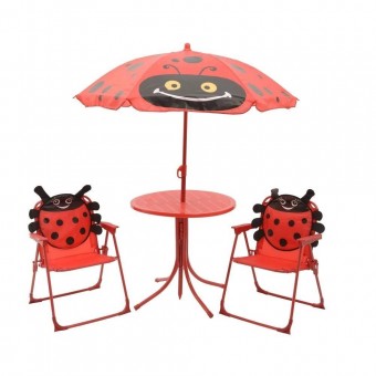 Strend Pro SK-802416 Set mobilier de gradina pentru copii Strend Pro Mariquita, buburuza, umbrela 105cm, masa 50cm, 2 scaune