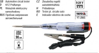 Tester de tensiune pentru circuite auto 6-24V, YATO, YT-2865