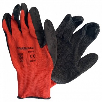 TOP STRONG 540138 Manusi de protectie latex negru, poliester rosu TopStrong 540138