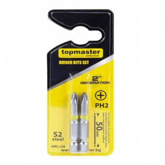 topmaster 338709 Set 2 biti cruce PH2, Topmaster 338709, prindere hexagonala 1/4, lungime 50 mm