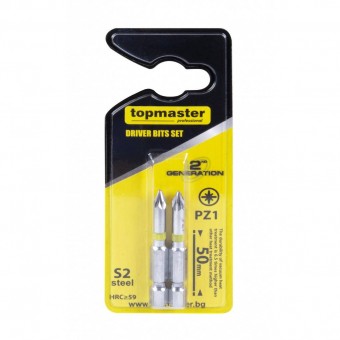 topmaster 338711 Set 2 biti stea PZ1, Topmaster 338711, prindere hexagonala 1/4, lungime 50 mm