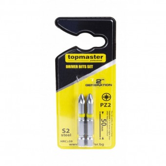 topmaster 338712 Set 2 biti stea PZ2, Topmaster 338712, prindere hexagonala 1/4, lungime 50 mm