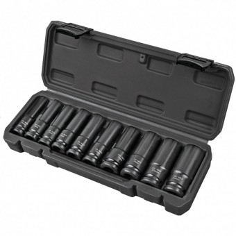 topmaster 338803 Set 10 chei tubulare hexagonale lungi de impact Topmaster 10-24 mm prindere patrat 1/2, Cr-Mo
