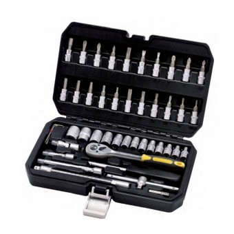 topmaster 339203 Trusa chei tubulare si biti Topmaster Profesional 339203, Cr-V, 46 piese, 1/4, antrenor cu clichet