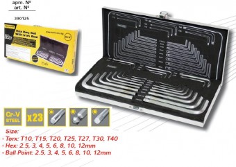 Trusa chei imbus si torx hexagonale 23 piese, TopMaster