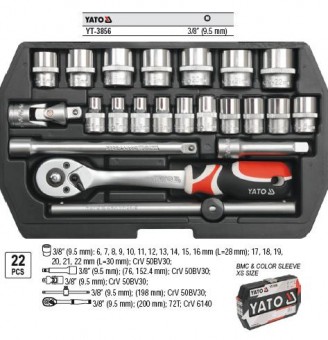 Trusa chei tubulare cu antrenor 22 piese Yato YT-3856