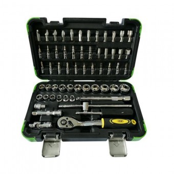 Trusa chei tubulare si biti JBM 53219, Cr-V, 3/8, 59 piese