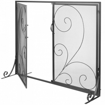 Vevor BLMHSFG3545I88ME6V0 Panou pentru semineu Vevor 990x802 mm, Otel, Usi cu inchidere magnetica, Negru
