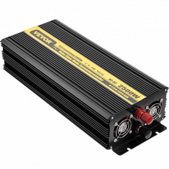Vevor CZXNBQ2.5KW12V2YJV9 Invertor cu unda sinusoidala pura 2500 W, 12VDC-230VAC, port USB, telecomanda cu afisaj LCD