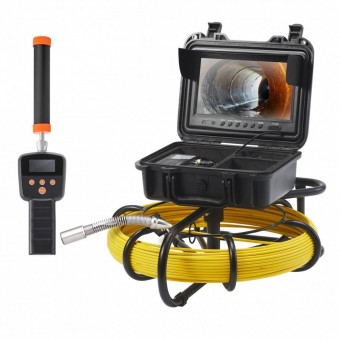 Vevor DDWKXSGDNK950S9AFV2 Camera inspectie endoscop cu locator 512 Hz, Vevor Profesional, Monitor mare color HD 9â€, Lungime 50 m, IP68, 12xLed, pentru conducte