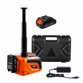 Vevor DDYYQJDTJWW5DH2MUV2 Kit cric electric cu acumulator, Inaltime ridicare 160-450 mm, Telecomanda, Max 5 Tone, Triunghi reflectorizant, Lanterna