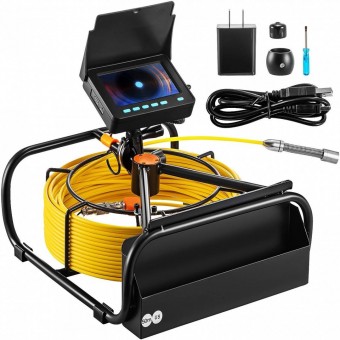 Vevor GDKSYYC-4.3505HP0V0 Camera inspectie endoscop Vevor Profesional, Monitor HD 4.3â€, Lungime 50 m, IP68, Led, pentru conducte