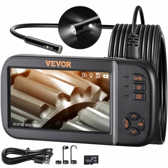 Vevor QXNKJ34552500KZOQV0 Camera endoscop pentru inspectie auto, instalatii sanitare, Vevor ecran IPS de 5 inch, Zoom 8X, lungime 5m, 10 lumini LED, IP67