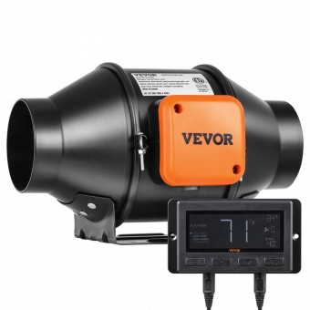 Vevor XLGDFJYCHSEC4N7QJV2 Ventilator evacuare aer pentru tubulatura Vevor Controller 21 W, debit 348 m3/h, IP 44, diametru 100 mm, 29 dB