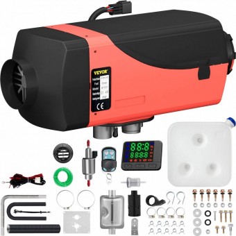 Vevor ZCJRQ12V2KWDXYQ01V0 Sirocou diesel, incalzire stationara Vevor 2 kW, alimentare 12V DC, Telecomanda, consum max 0.28 l/h