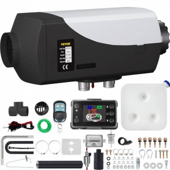 Vevor ZCJRQDXYQ12V5KW01V0 Sirocou diesel, incalzire stationara Vevor 5 kW, alimentare 12V DC, Telecomanda, consum 0,1-0,24 l/h