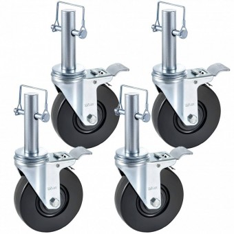 VivaTechnix JLTX13-5-1XJL25YGV0 Set 4 roti pivotante, pentru schele, Capacitate 113 kg/roata, Cauciuc/Otel