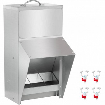 VivaTechnix JQWSQ11.5BFXDDB01V0 Hranitoare pentru pasari, Vivatechnix Otel galvanizat, 21x16x33 cm, Capacitate 5.2 kg, 4 x alimentatoare apa