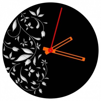 VivaTechnix KRO-1091 Ceas de perete metalic Krodesign Flowers KRO-1091, diametru 50 cm, negru