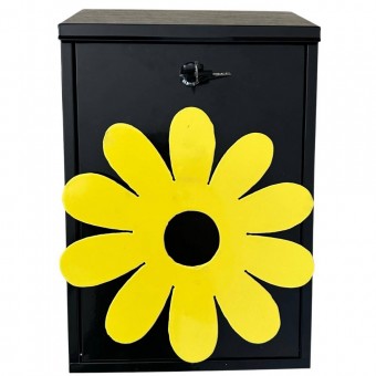 VivaTechnix KRO-1229 Cutie postala Vivatechnix Flower KRO-1229, otel, 400x250x100mm, Negru/Galben, 2 chei