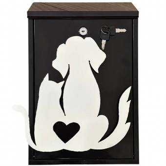 VivaTechnix KRO-1240 Cutie postala Vivatechnix Cat Dog KRO-1240, otel, 400x250x100mm, Negru/Alb, 2 chei