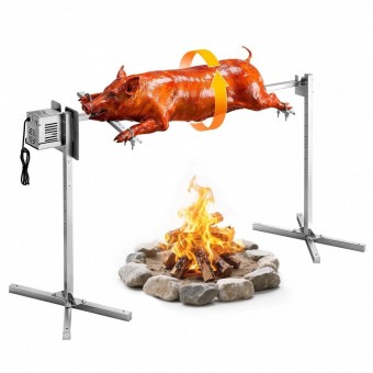 VivaTechnix KZSNXDXZKJ521IA33001V2 Rotisor electric pentru gratar Inox, max 40 kg, lungime de lucru 132 cm, putere 38 W, Inaltime reglabila 8 niveluri