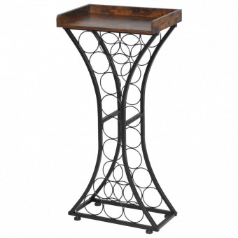 VivaTechnix LSJJHSTM14P87X254001V0 Raft pentru 15 de sticle de vin, Metal/MDF, Negru/Maro, 430 x 290 x 895 mm