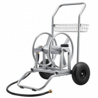 VivaTechnix SGJPC2JLTG2YS8QFK001V0 Carucior cu tambur si cos pentru furtun, otel, 675 x 610 x 900 mm, max 90 m pentru diametru 1/2 inch, 2 roti