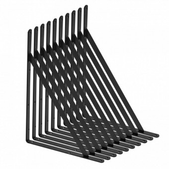 VivaTechnix SJZJGBZJYGHWL2R9GV0 Set 10 suporturi pentru rafturi, Vivatechnix 308 x 209 x 25 mm, Otel, Negru, max 72.6 kg, Grosime 3 mm