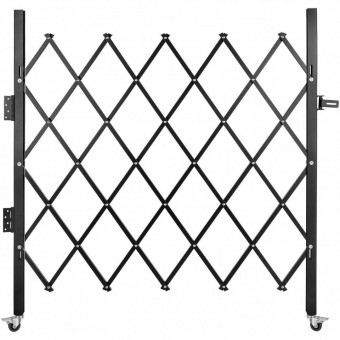 VivaTechnix SSFDMDM1.66X1.22MV0 Poarta pliabila acordeon, Vivatechnix Otel, Negru, 2 x roti, Latime extinsa 170 cm, Inaltime 126 cm