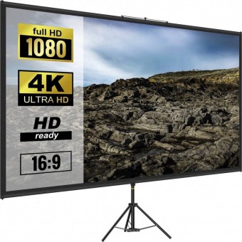 VivaTechnix TYPMDZCY80169V6FXV0 Ecran de proiectie cu trepied 80 inch, 4K Ultra HD, portabil, 16:9, Material anti-lumina, Ecran lavabil, Unghi de vizualizare 160 de grade