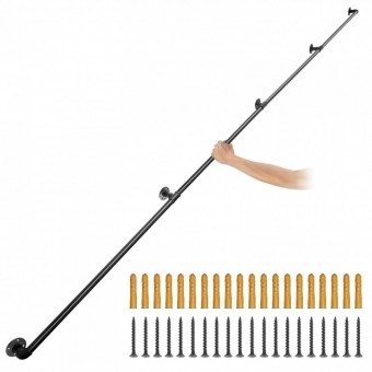 VivaTechnix TZBGSLTFSGY1274MGV0 Mana curenta pentru scari, otel, Vivatechnix Negru Mat, lungime 3.6 m, diametru teava 32 mm