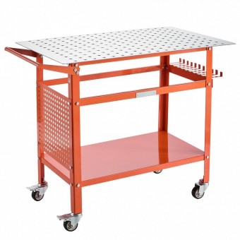 VivaTechnix YDXHZ800LB369KJXOV0 Masa de sudura mobila, 1016 x 609.6 x 914.4 mm, Capacitate 400 kg, 216 gauri, 11 carlige, spatiu depozitare, 4 x roti