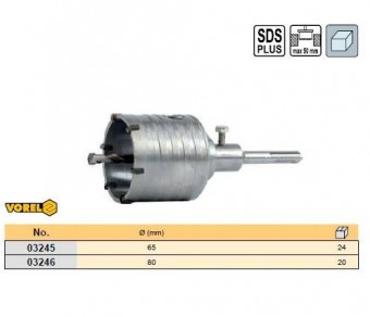 VOREL 03245 Carota cu placute vidia pt. beton, 63mm, Vorel, prindere SDS Plus