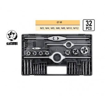 VOREL 24900 Set de tarozi si filiere, 32 buc., Vorel M3-M12