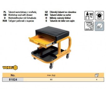 VOREL 81824 Taburet service cu sertar si tava scule Vorel 81824