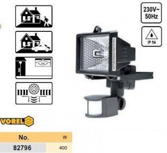 VOREL 82796 Reflector halogen cu senzori, 400 W, Vorel 82796