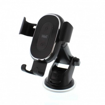 Well CHAR-WLESS-PILOT-WL Incarcator wireless cu suport auto Well Pilot, 10W, microUSB, ventuza si brat