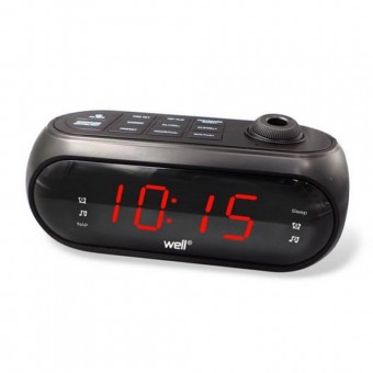 Well CLOCK-DESK-AWAKE-WL Ceas cu radio si proiectie Awake Well, 2 x AAA, negru
