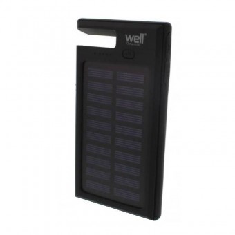 Well PBANK-DYNAMIC80BK-WL Powerbank solar Well 8000 mAh, 2 A, lanterna incorporata, negru