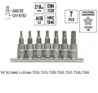 YATO YT-0461 Set chei cu cozi 1/4', Torx 35mm, 7 buc, YATO YT-0461